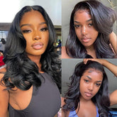 13x4 Bob Lace Frontal Wig Human Hair Body Wave HD Lace Closure Pre Plucked Glueless Bob Wigs forWomen
