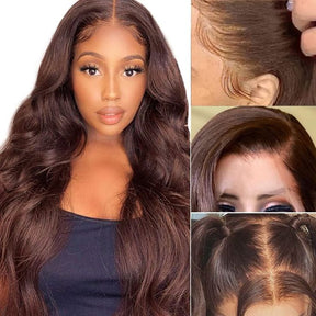 360 Lace Wig  Chocolate Brown invisible Strap Adjustable