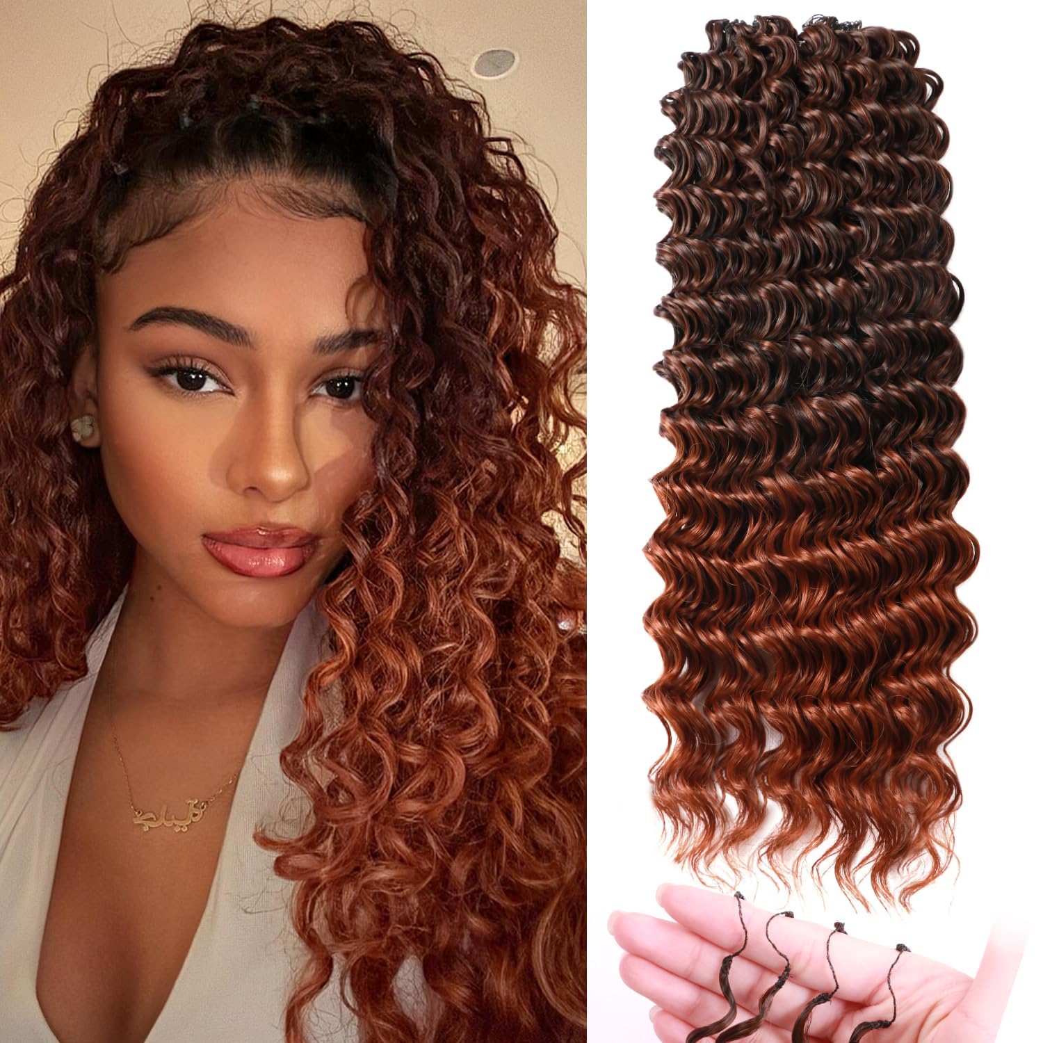 Ombre Copper Brown Deep Wave Crochet Hair