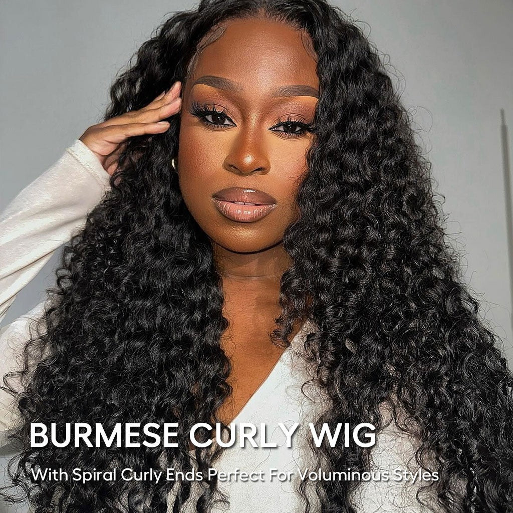 Burmese Curly 13×6 Wig With Spiral Curly Ends Invisi-Drawstring Pre-Everything Human Hair Wig