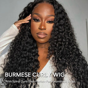 Burmese Curly 13×6 Wig With Spiral Curly Ends Invisi-Drawstring Pre-Everything Human Hair Wig