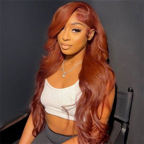 13x6 HD Burnt Orange Body Wave Wig Colored Human Hair Glueless Lace Wigs