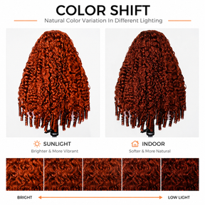 Burnt Orange Burmese Curly 13×6 Lace Front Glueless Wear & Go Wig