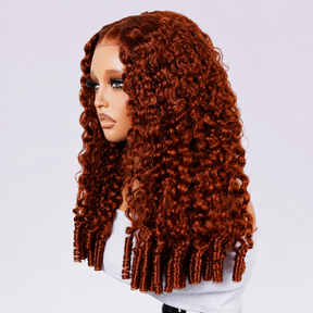Burnt Orange Burmese Curly 13×6 Lace Front Glueless Wear & Go Wig