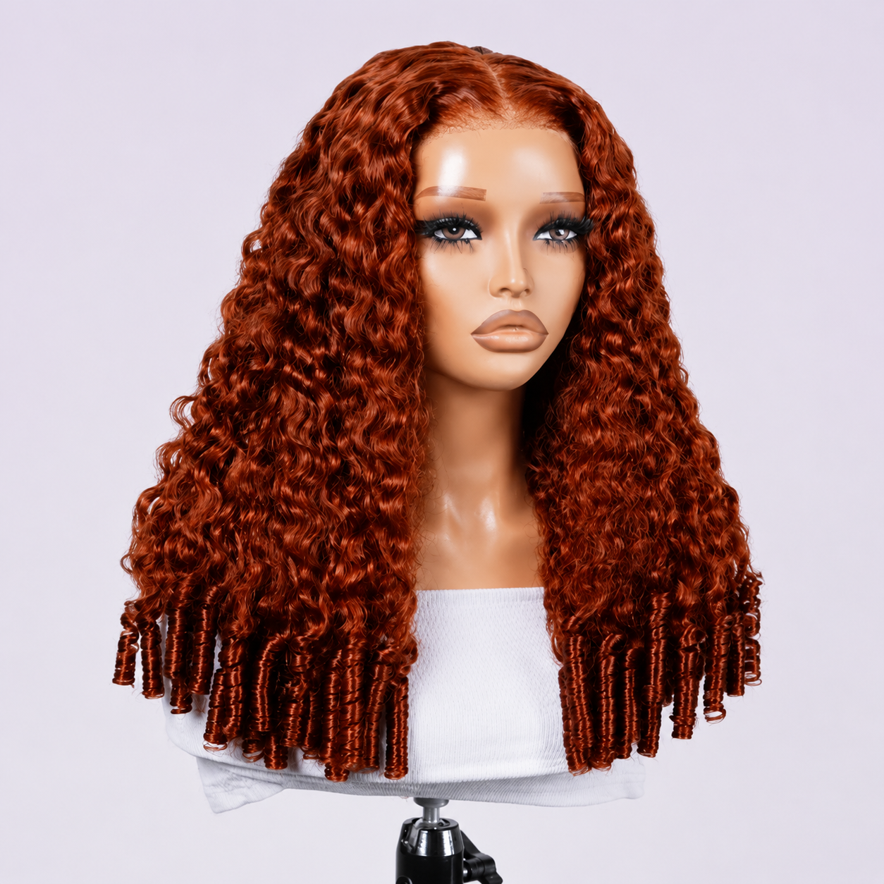 Burnt Orange Burmese Curly 13×6 Lace Front Glueless Wear & Go Wig