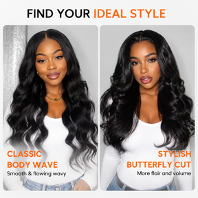 Butterfly Cut Curtain Bangs Loose Body Wave Wig 13x6 Deep Part Glueless Pre Cut HD Lace Drawstring Wig