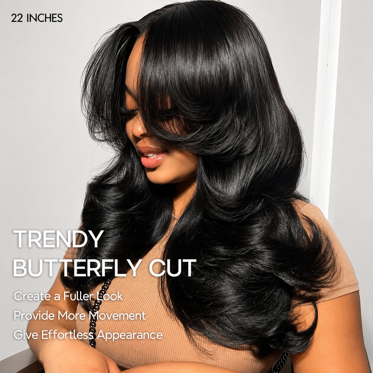 Butterfly Cut Curtain Bangs Loose Body Wave Wig 13x6 Deep Part Glueless Pre Cut HD Lace Drawstring Wig