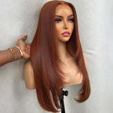 Copper Brown Straight Layer Cut Glueless Wig Pre-cut 5x5 13x4 HD Lace Human Hair Wigs with Pre plucked Hairline