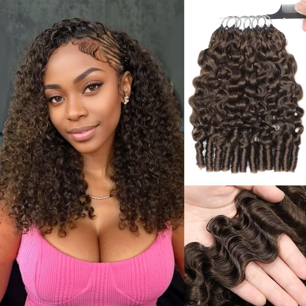 #4 Brown Burmese Curly Crochet Hair Easy Install Tangle-Free Human Hair Extensions