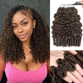 #4 Brown Burmese Curly Crochet Hair Easy Install Tangle-Free Human Hair Extensions