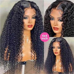 Full Jerry Curly Wig 4x4 HD Lace Closure Human Hair Wigs Beginner Friendly