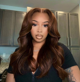 13x6 Glueless Chocolate Brown Layered Cut Face Framing Body Wave With Drawstring 100% Human Hair Wig