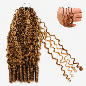 Highlight 4/27 Burmese Curly Crochet Human Hair Pre Separated Miracle Knot Feather Braiding Hair For Boho Knotless Braids