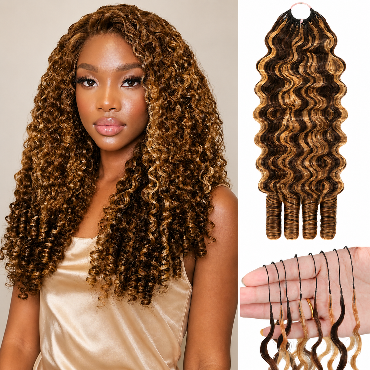 Highlight 4/27 Burmese Curly Crochet Human Hair Pre Separated Miracle Knot Feather Braiding Hair For Boho Knotless Braids