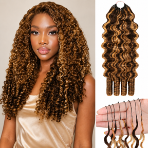 Highlight 4/27 Burmese Curly Crochet Human Hair Pre Separated Miracle Knot Feather Braiding Hair For Boho Knotless Braids