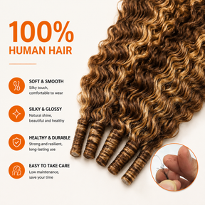 Highlight 4/27 Burmese Curly Crochet Human Hair Pre Separated Miracle Knot Feather Braiding Hair For Boho Knotless Braids