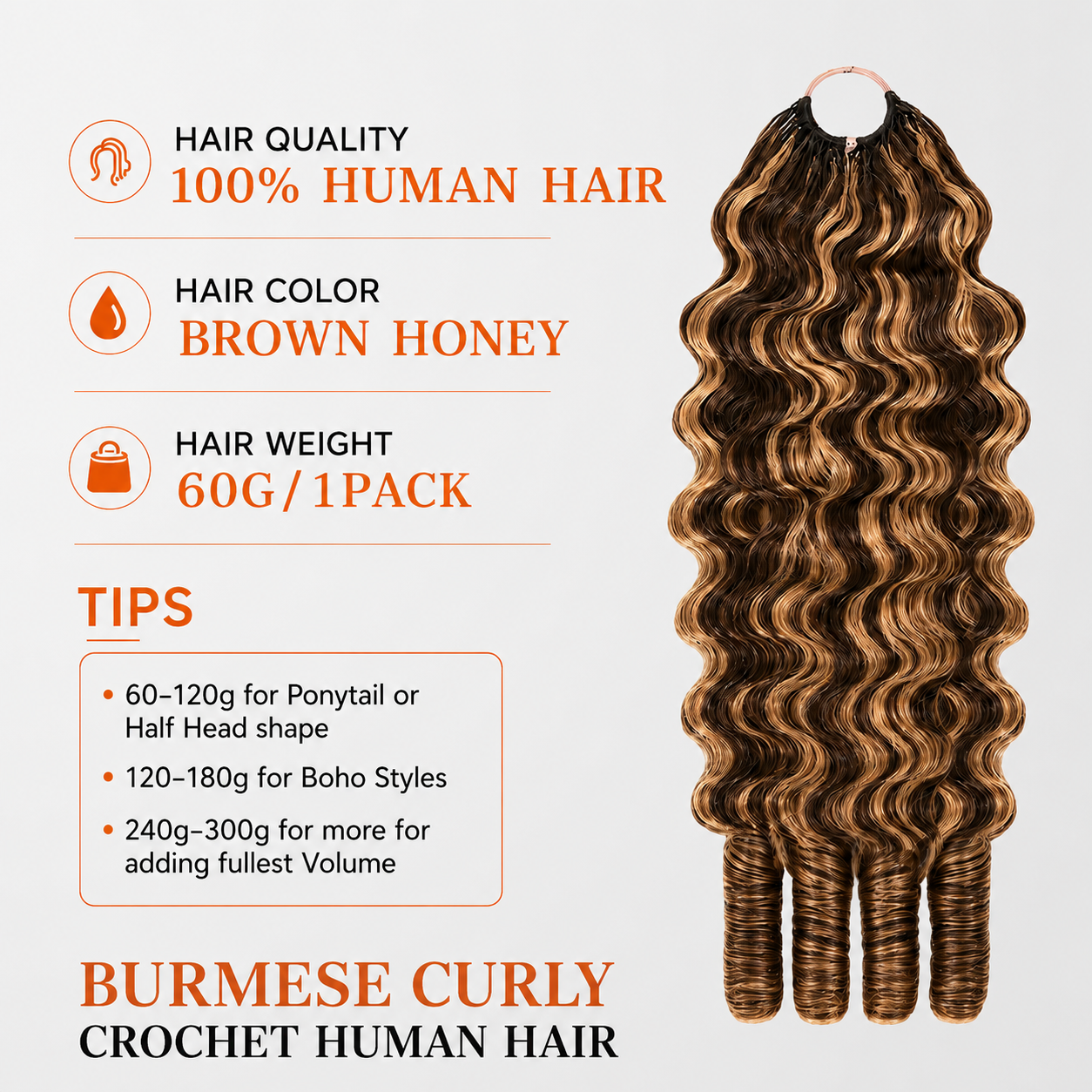 Highlight 4/27 Burmese Curly Crochet Human Hair Pre Separated Miracle Knot Feather Braiding Hair For Boho Knotless Braids