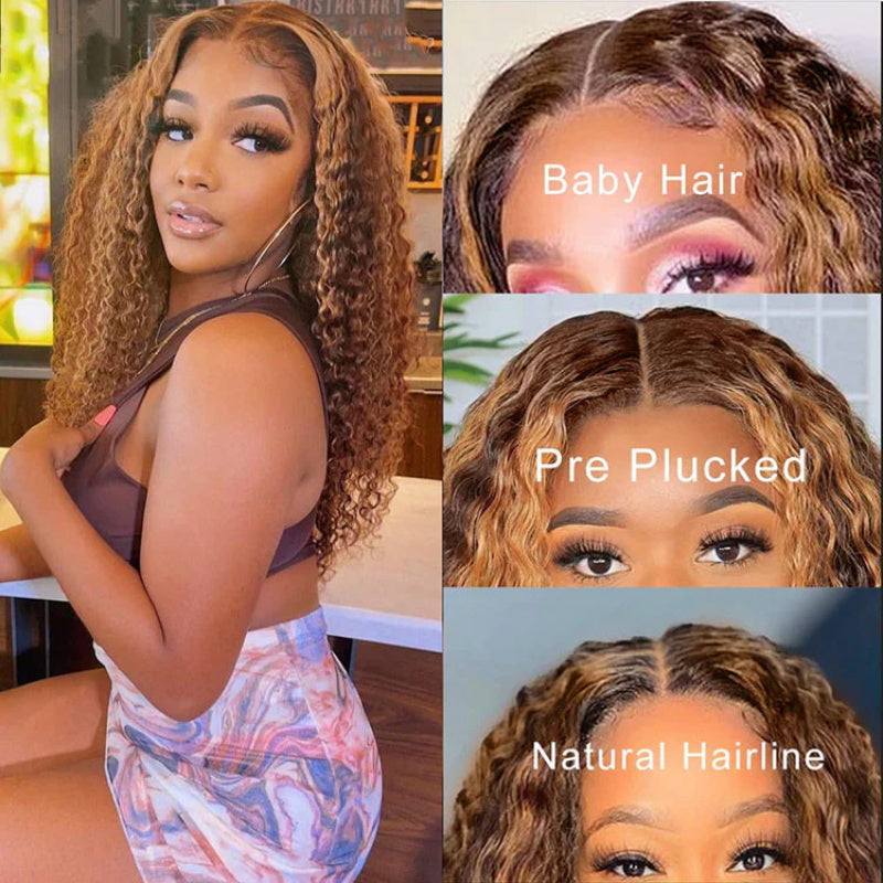 4/27 Deep Wave Glueless 8x5 13x6  HD Lace Frontal  Wig Human Hair 180% Density