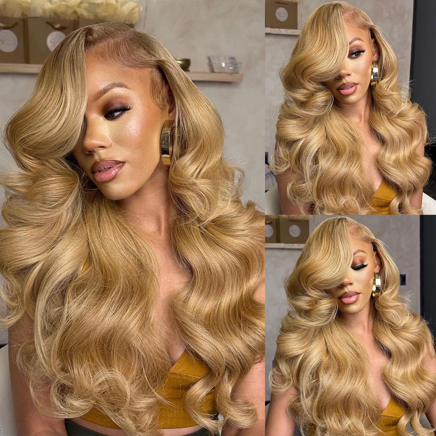 Pure Color #27 Loose Deep Wave Honey Blonde Lace Front Wig 8x5/13×6 Pre-everything Human Hair Wigs