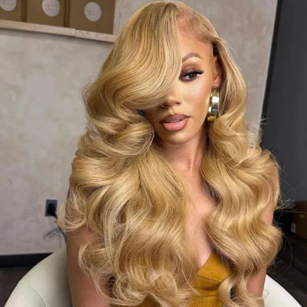 Pure Color #27 Loose Deep Wave Honey Blonde Lace Front Wig 8x5/13×6 Pre-everything Human Hair Wigs