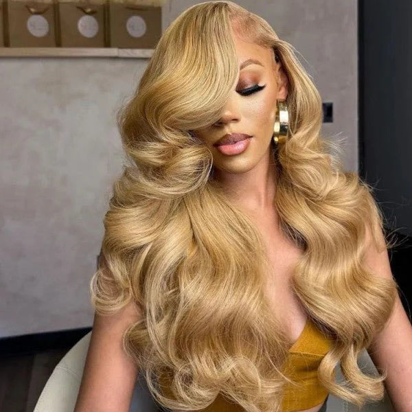 Pure Color #27 Loose Deep Wave Honey Blonde Lace Front Wig 8x5/13×6 Pre-everything Human Hair Wigs