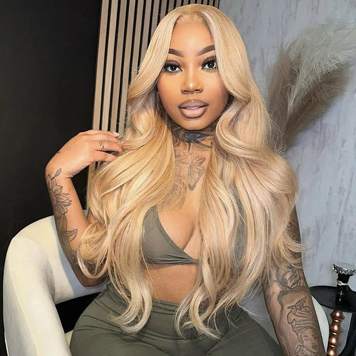 #27 Honey Blonde Body Wave 5x5 HD Lace Closure Glueless Human Hair Wig Pre Plucked Hairline