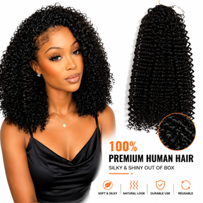 Reusable Upgraded Kinky Curly Feather Crochet Hair 100% Human Hair Natural Texture Crochet Hair