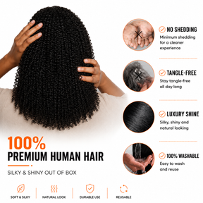 Reusable Upgraded Kinky Curly Feather Crochet Hair 100% Human Hair Natural Texture Crochet Hair
