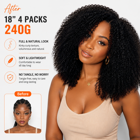 Reusable Upgraded Kinky Curly Feather Crochet Hair 100% Human Hair Natural Texture Crochet Hair