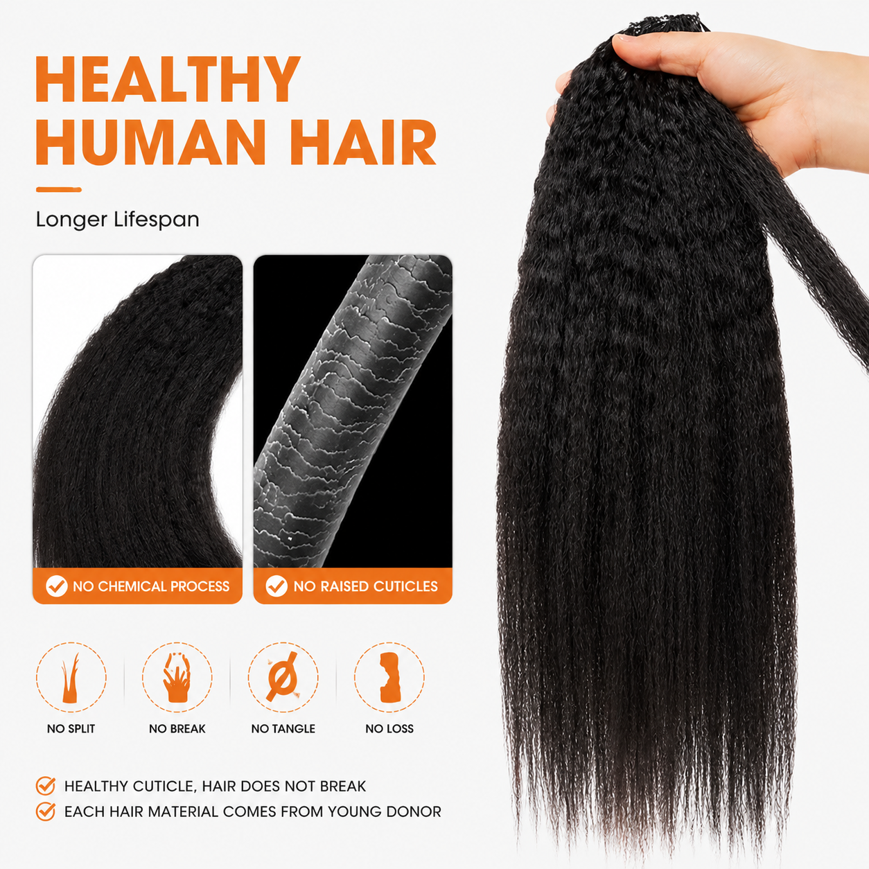 Kinky Straight Crochet Human Hair Pre Separated Blowout Texture Hair Extensions for Black Women