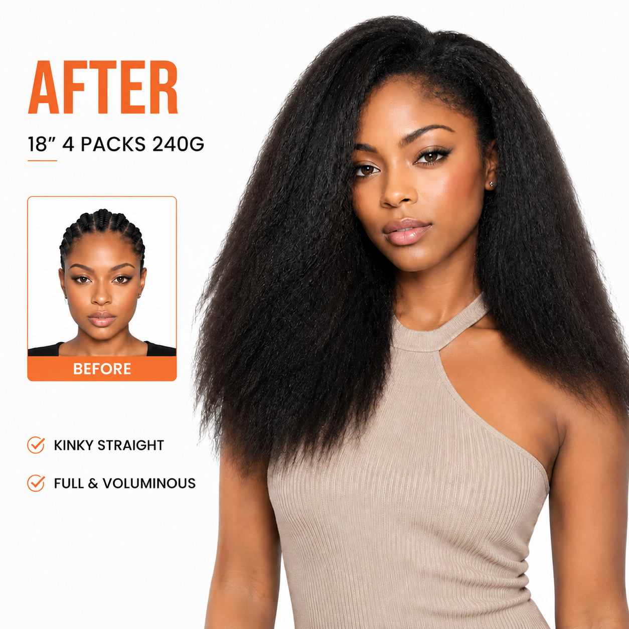 Kinky Straight Crochet Human Hair Pre Separated Blowout Texture Hair Extensions for Black Women