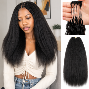 Kinky Straight Crochet Human Hair Pre Separated Blowout Texture Hair Extensions for Black Women
