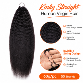 Kinky Straight Crochet Human Hair Pre Separated Blowout Texture Hair Extensions for Black Women