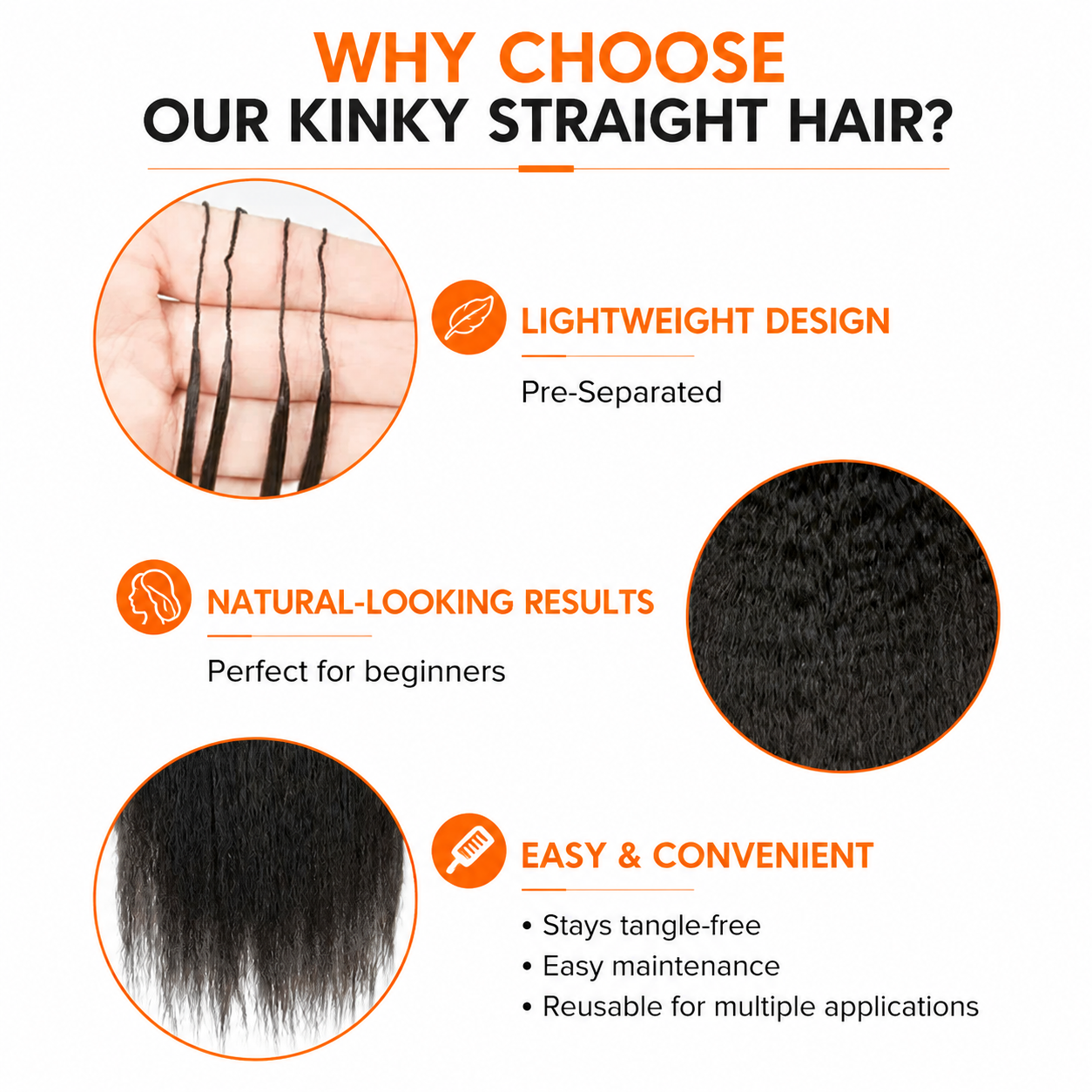 Kinky Straight Crochet Human Hair Pre Separated Blowout Texture Hair Extensions for Black Women