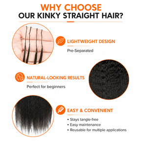 Kinky Straight Crochet Human Hair Pre Separated Blowout Texture Hair Extensions for Black Women