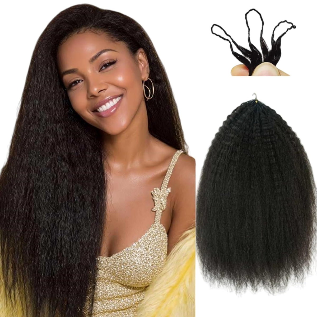 Lightweight Natural Kinky Straight Crochet Hair - Easy Micro Twists