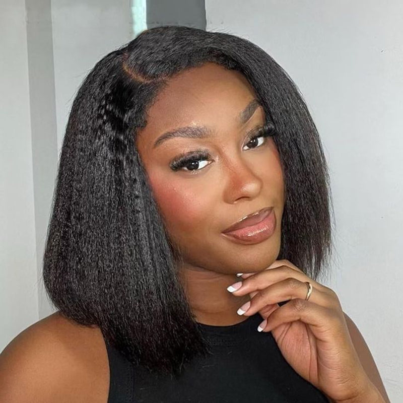 Ombre 1B/30 Brown Short Bob Glueless Wig Kinky Straight
