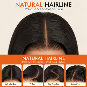 360 HD Lace Frontal Body Wave 220% Density Human Hair Wig with Bleached Knots & Invisi Strap Snug Fit