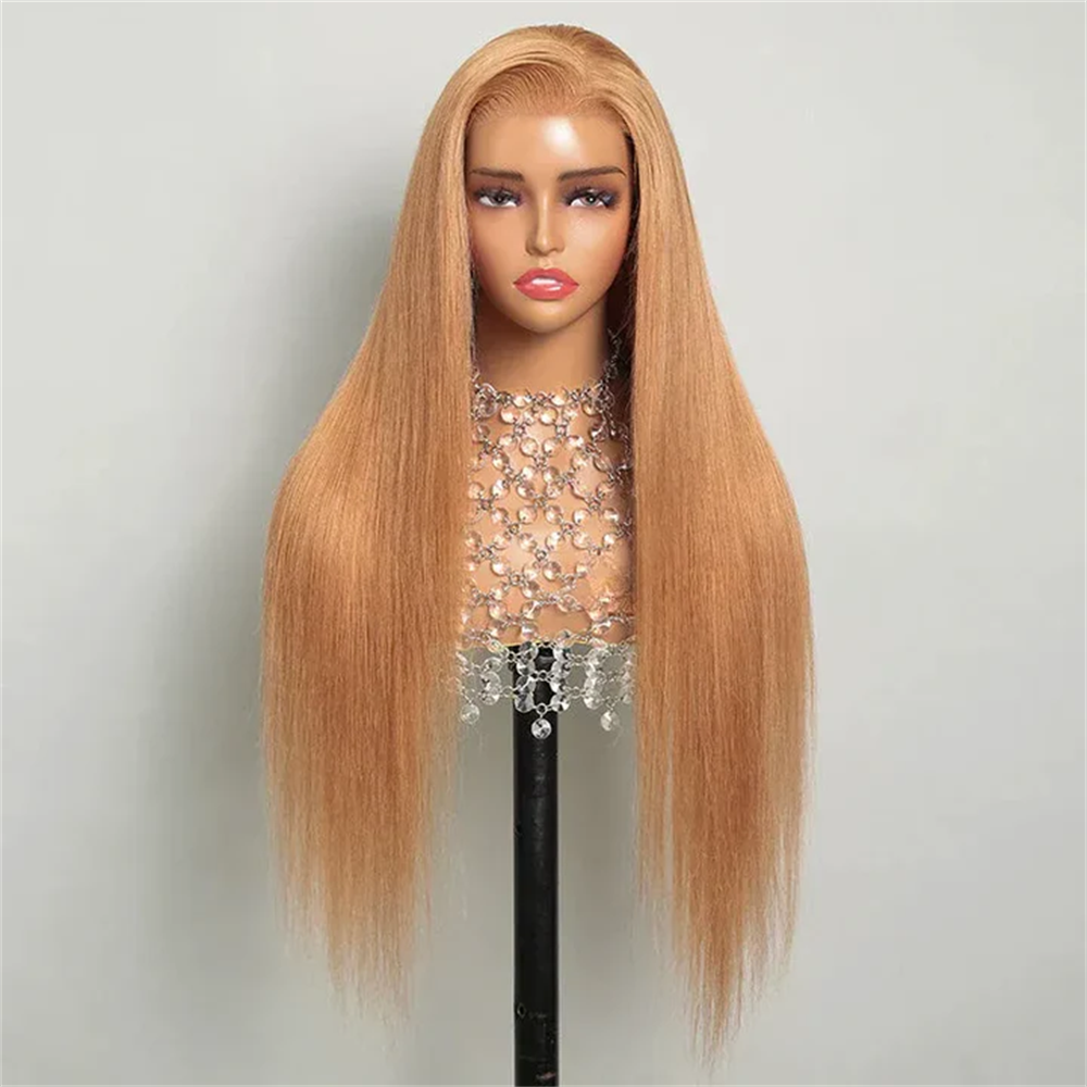 Pizazz Hair Light Flaxen Brown Cozy Blonde Straight Wigs 13x6 Lace Frontal Wig for Black Girl