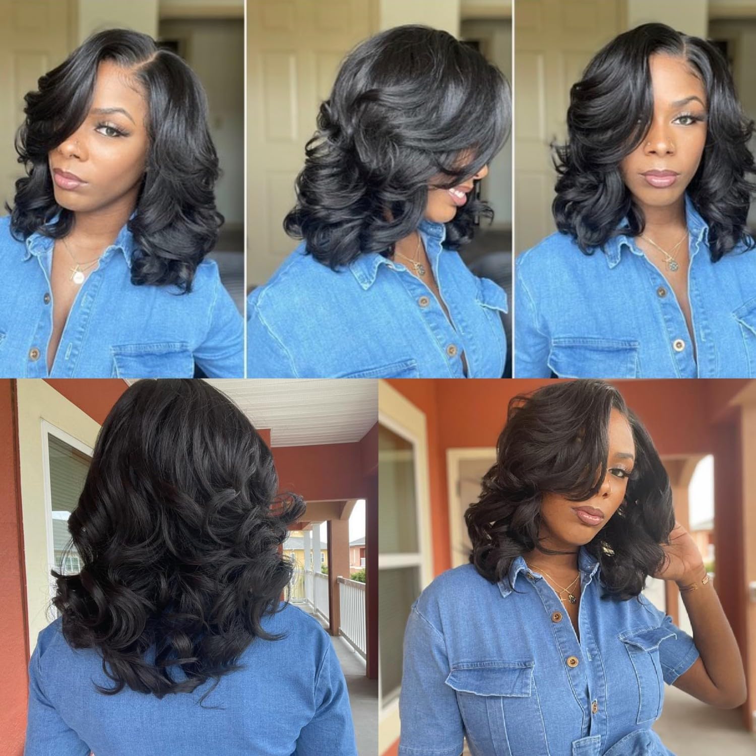 Glueless Layered Loose Body Wave Bob Wigs Pre Cut Lace Front Wig 12A Grade Short Cut Style