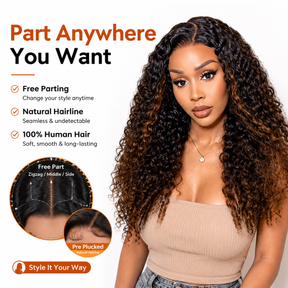 Ombre Chestnut Brown Burmese Curly 13×6 Lace Front Glueless Wear & Go Human Hair Wig
