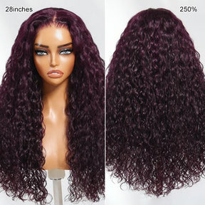 Pizazz Hair Black Cherry Deep Wave/ Water Wave 13x6 HD Lace Glueless Drawstring Wig
