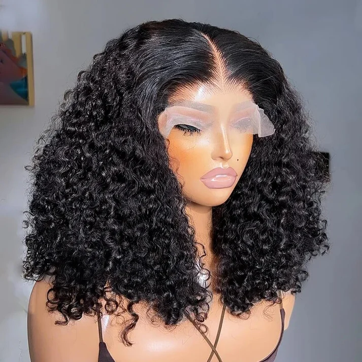 Pizazz Hair 250% Density Full Kinky Curly HD Lace Front Wigs Pre bleached Human Hair Wigs