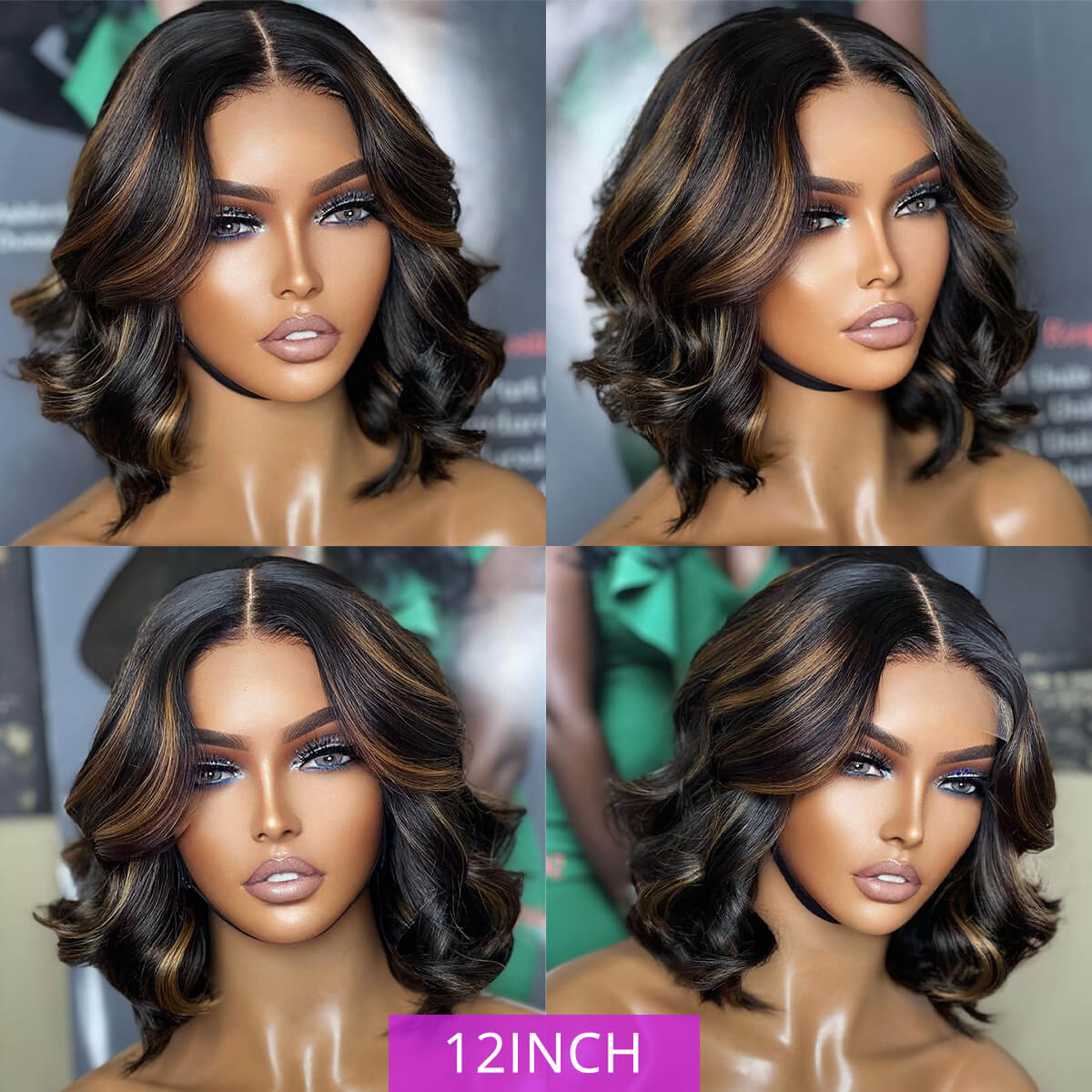 Pizazz Hair Balayage T1b-4# Loose Body Wave 8x5 Pre Cut HD Lace Wear & Go 220% Density Wig