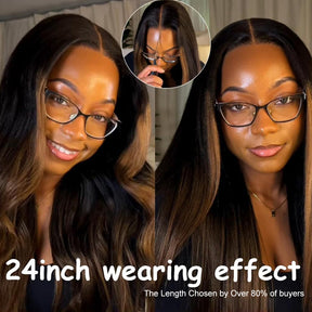 Pizazz Hair Chestnut Brown Ombre Yaki Straight Wig 8x5 Wear Go Glueless Human Hair Wigs 220% Density