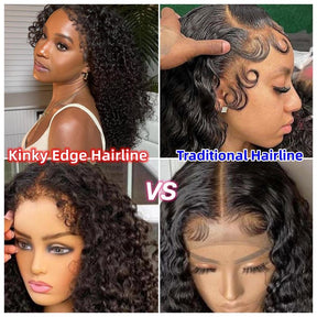 4C Edges Natural Hairline Curly 8x5 Glueless Lace Wigs Human Hair Pre Plucked 180% Density
