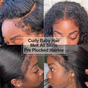 4C Edges Natural Hairline Curly 8x5 Glueless Lace Wigs Human Hair Pre Plucked 180% Density