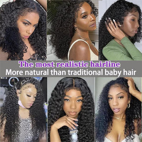 4C Edges Natural Hairline Curly 8x5 Glueless Lace Wigs Human Hair Pre Plucked 180% Density