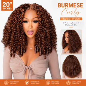 300% Density Glueless Burmese Curly 33 Reddish Brown 13x6 Pre Cut Lace Wear Go Wig