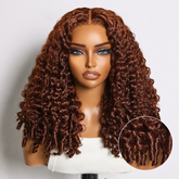 300% Density Glueless Burmese Curly 33 Reddish Brown 13x6 Pre Cut Lace Wear Go Wig